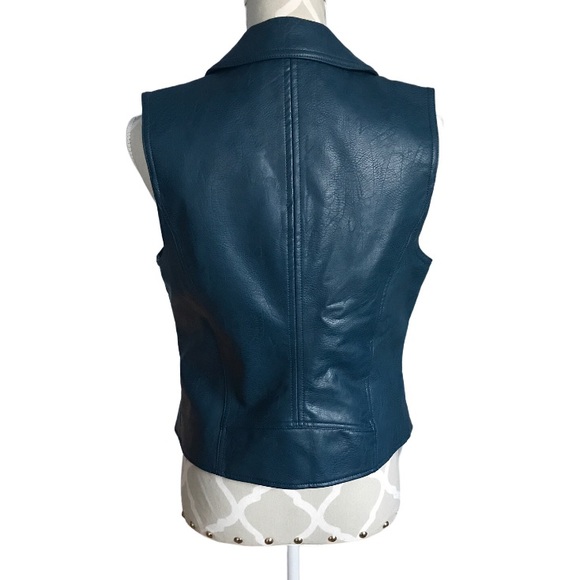✨Sold✨Faux Leather Zip Up Vest Med Joe Fresh Stone Blue In Colour - Picture 2 of 12